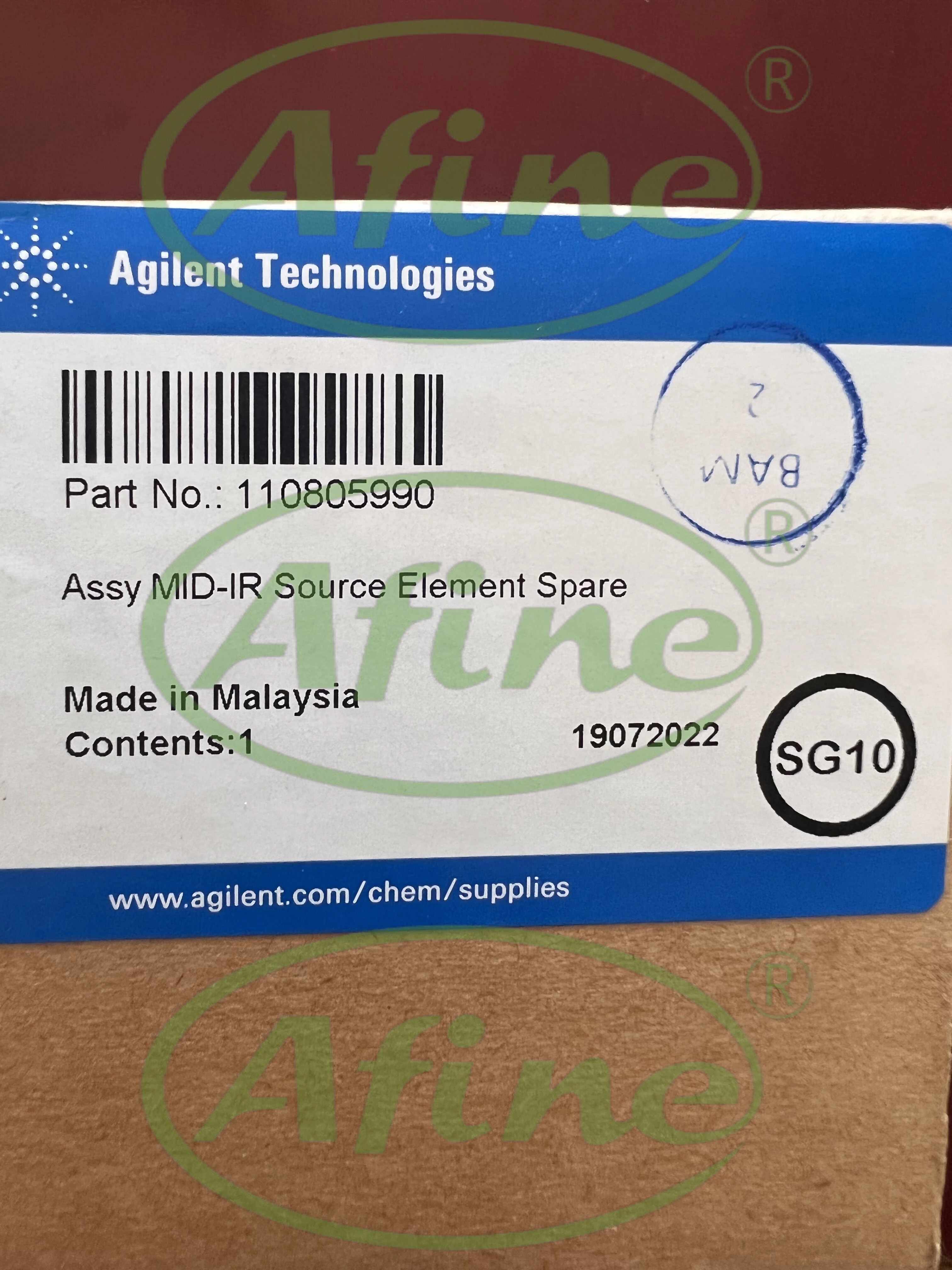 AFINE Agilent 110805990 Mid-IR Source Element Assembly (Spare)