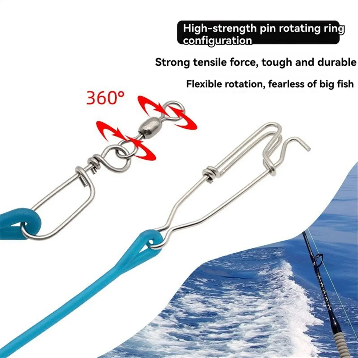 ABXY Fishing Hook Lure Connector with Shock Cord Downrigger Weight Snubber Sea Fishing Trolling Snubber Fishing Tackles