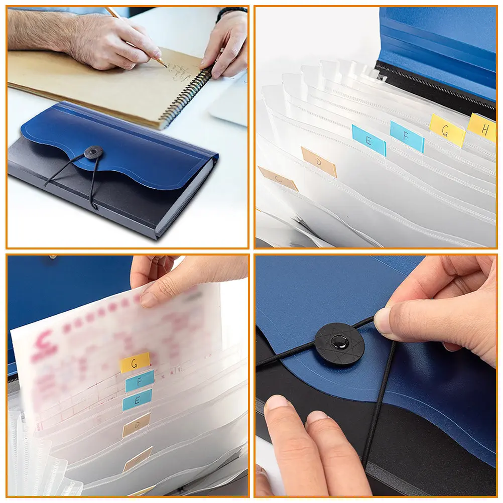 

Портативная папка-органайзер для документов из полипропилена и полиэстера, расширяющаяся, с несколькими карманами, для чеков, счетов, визиток