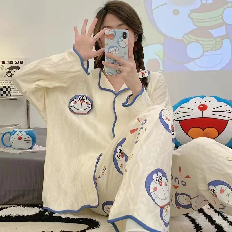 겨울 포차코 파자마 세트 여아용 플러스 벨벳 두꺼운 따뜻한 시나모롤 잠옷 쿠로미 캐주얼 홈 나이트가운