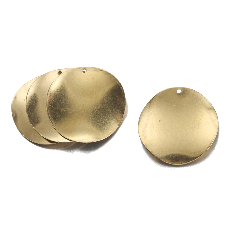 10Pcs/Lot Raw Brass Curved Tags Round Disc 30mm Circle Charms Pendant Findings For Diy Handmade Jewelry Earrings Necklace Making