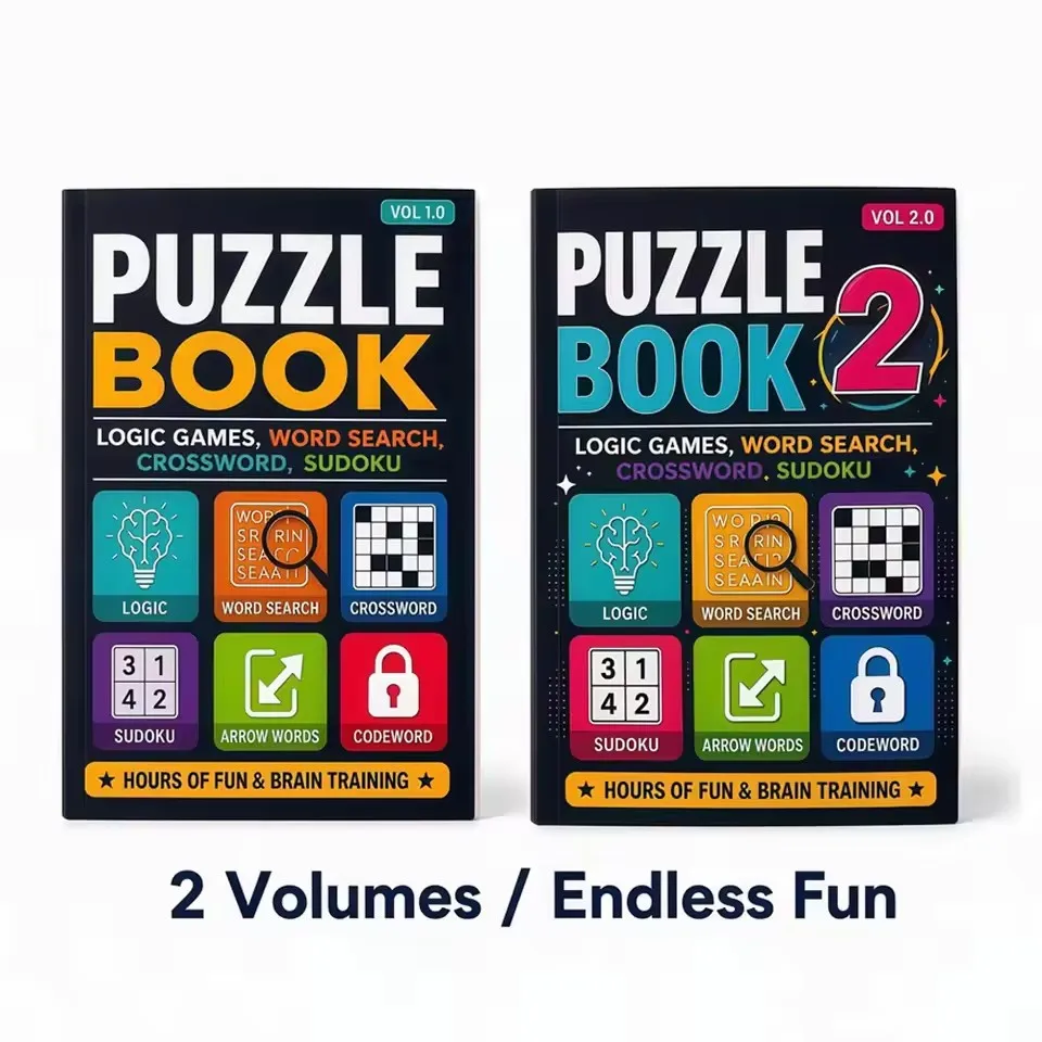 Puzzle Book-Logic Games, World Search,CROSSWORD,SUDOKU Puzzle Books—Logic, Brain-Training Teenager Children's Logical Thinking
