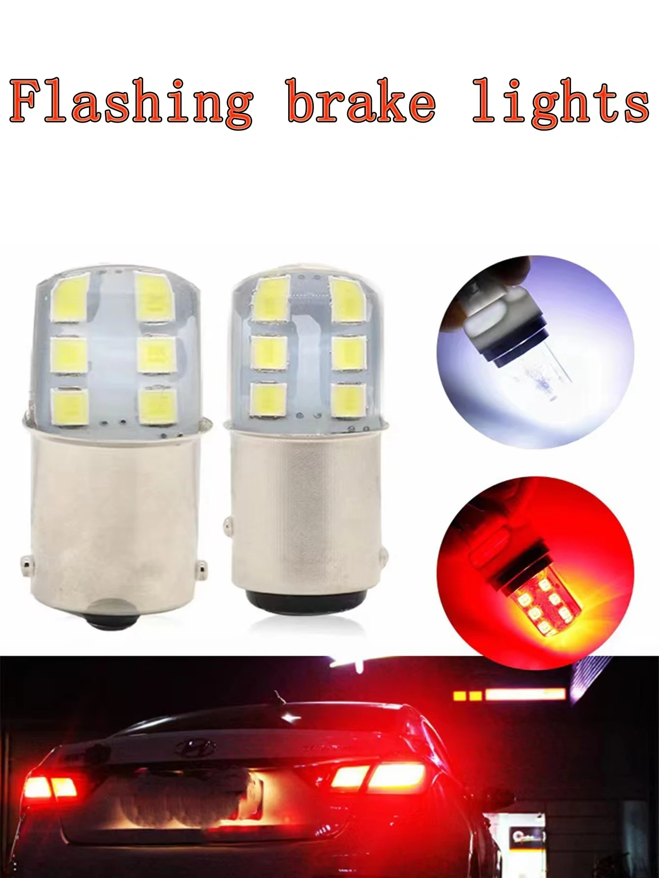 

2pcs PY21W Ba15s 1156 Bay15d 1157 LED Bulb Turn Signal Lights DRL Fog Tail Brake Reverse Parking Lamps 12V 33SMD red White