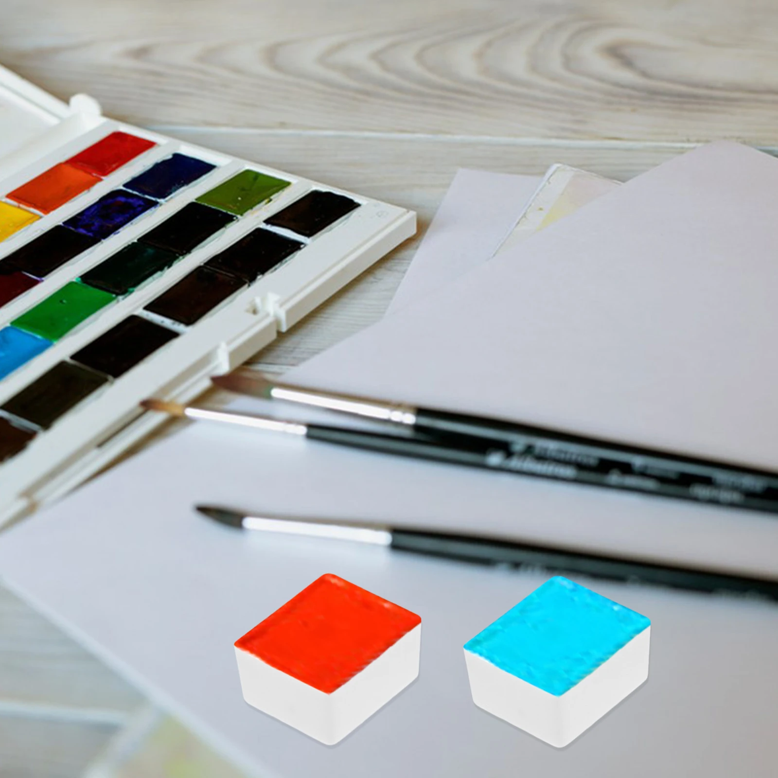 Plastic Watercolor Paint Pans Empty Half Pans for Acrylics Mini Portable Palette Box Set Refillable Travel Durable Safe Clean