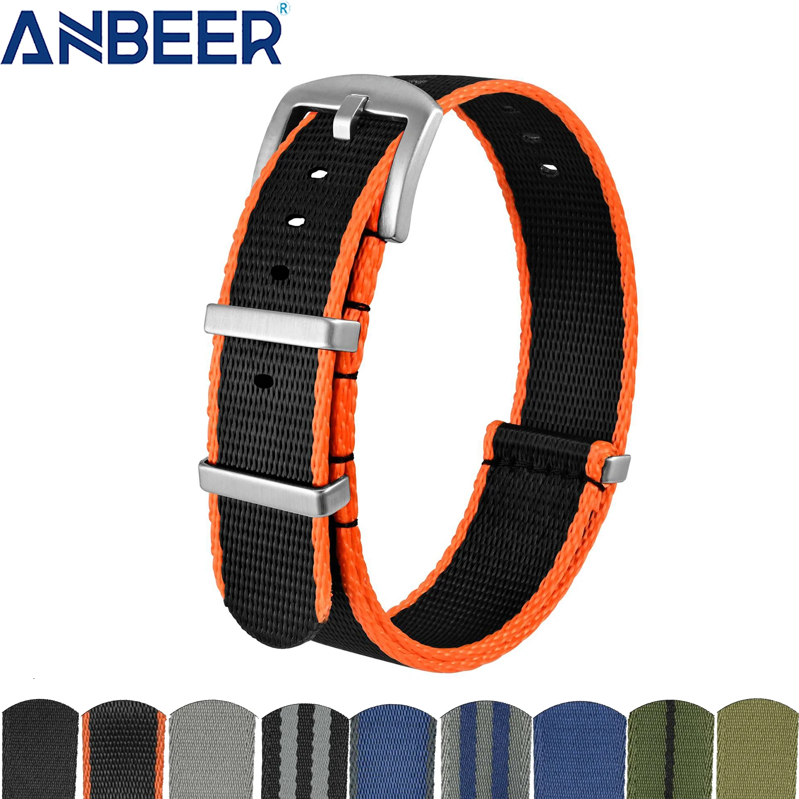 

Нейлоновый ремешок для часов Anbeer 18 мм, 20 мм, 22 мм, модные военные регулируемые ремешки для часов с пряжкой из нержавеющей стали, включает инструменты
