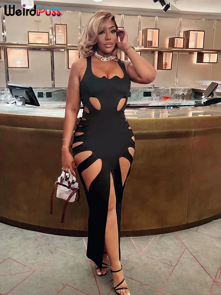 slim fit dress slacks Scoop Neck Side Slit Dress, High Side Slit Dress – 3wishes.com main image 0