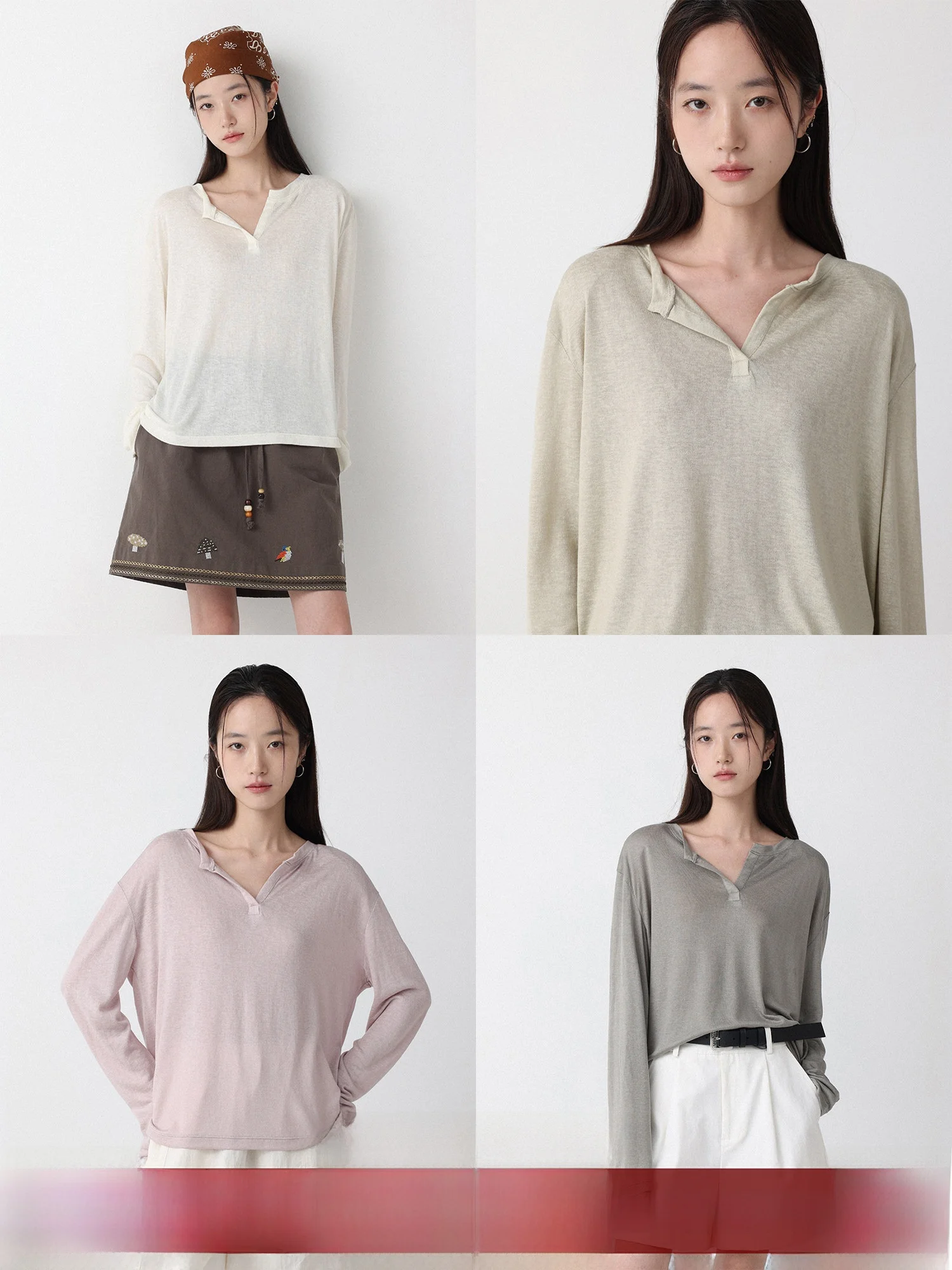 

Низкокалорийная футболка с длинным рукавом «Cloud Light» для защиты от солнца, из лиоцелла и льна, в стиле Хенли, полупрозрачная, повседневная, свободного кроя