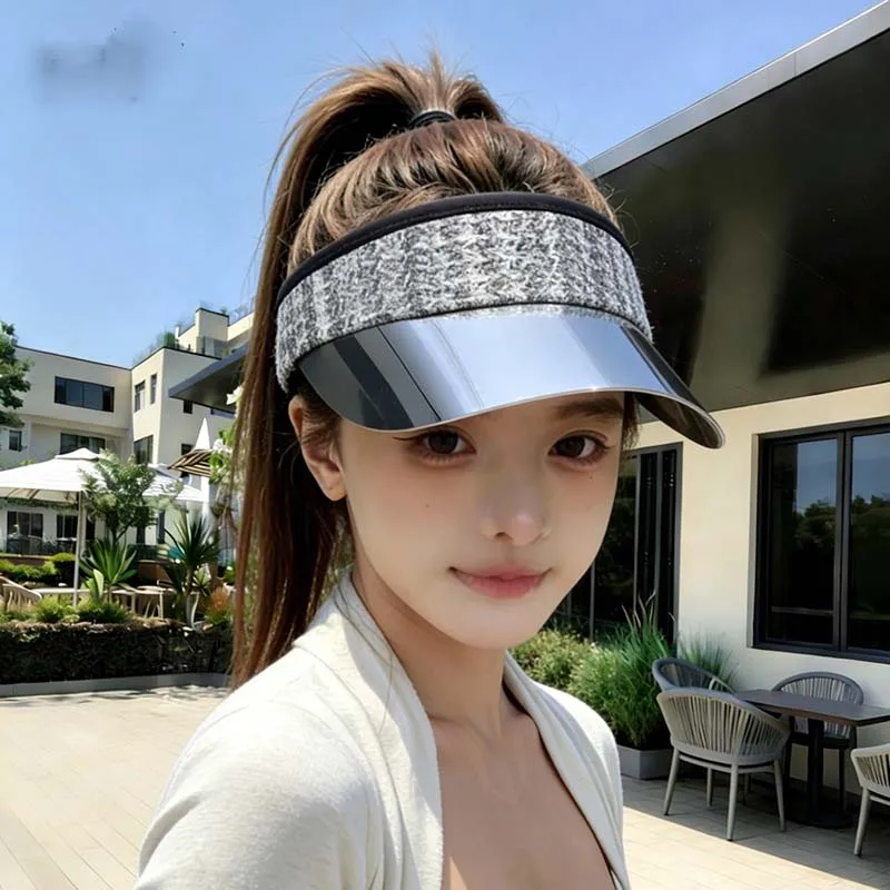 UV-protective Sunshade Hat for Women Summer Outdoor Leisure Sports Features Shiny Sequins Colorful Open-top Brimmed Baseball Cap