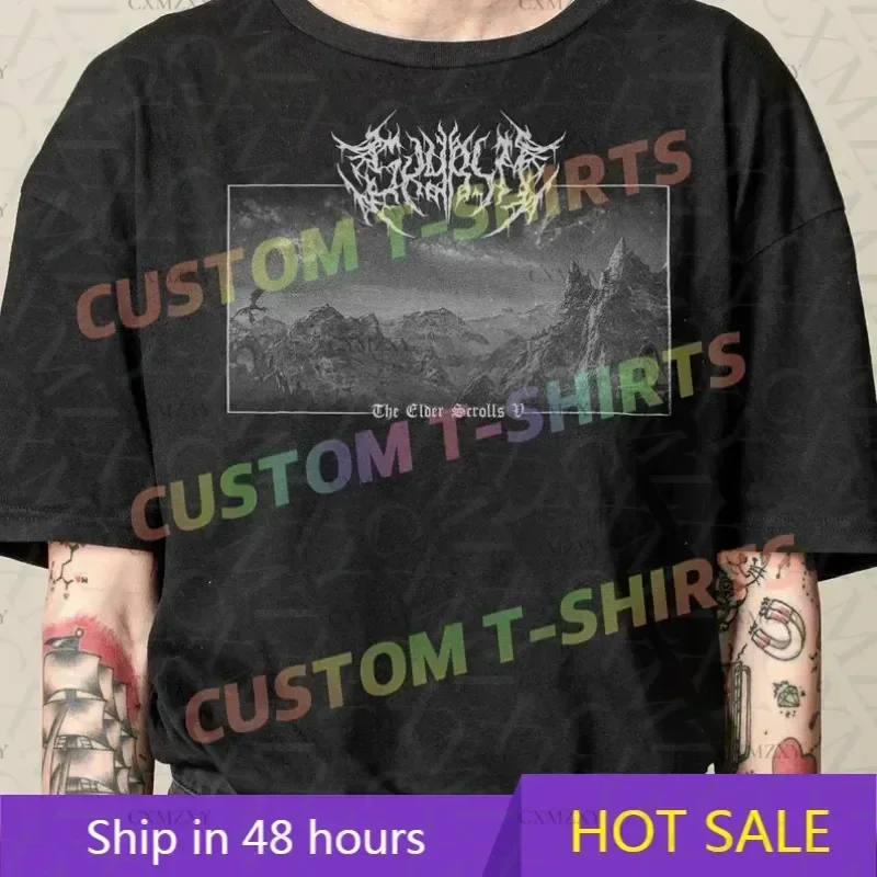

Skyrim T-Shirt, Unisex Elder Scrolls Bethesda Metal Style Vide Game Tee Shirt