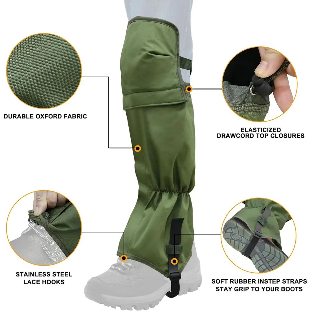MDSTOP Hiking Gaiters, Waterproof Leg Guards for Men & Women, Snow Boot Gaiters, Lawn Care Leg Protection, for Hunting, Hiking,