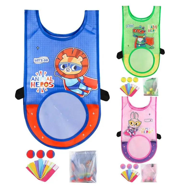 휴대용 닷지볼 태그 게임 던지기 타겟 게임 캐치볼 세트, 어린이 닷지볼 장난감, 학교 마당 야외 끈끈한 조끼 포함