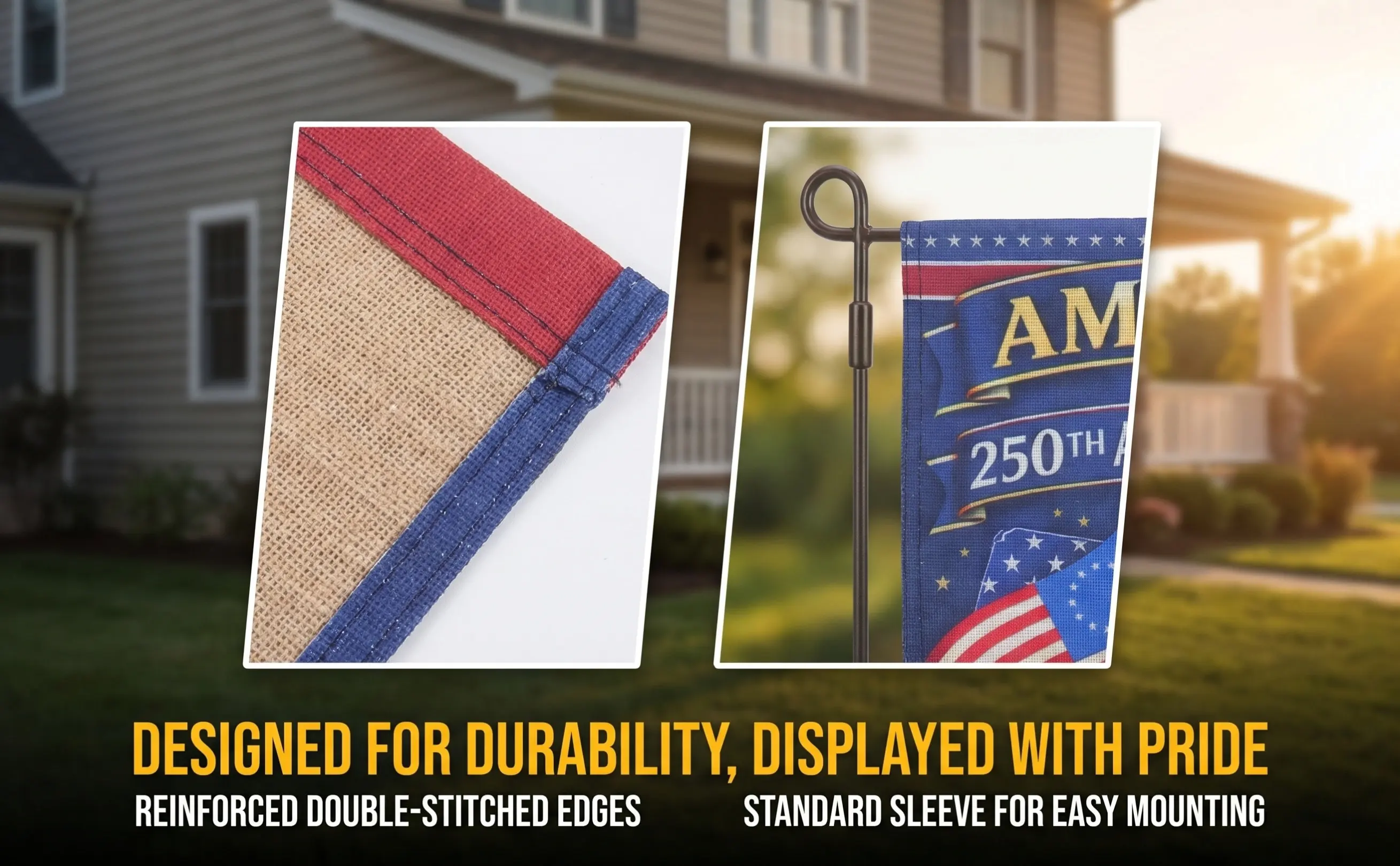 American Garden Flag Double Sided Faux Linen Patriotic Usa Flag for Outdoor Yard Fence Porch Decor Memorial Day Independence Day