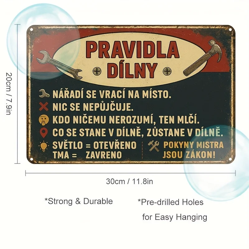 2D Flat Aluminum Sign, 1pc Retro Czech Humor Metal Wall Art Sign - 20x30cm Vintage Aluminum Plaque with Funny Quotes