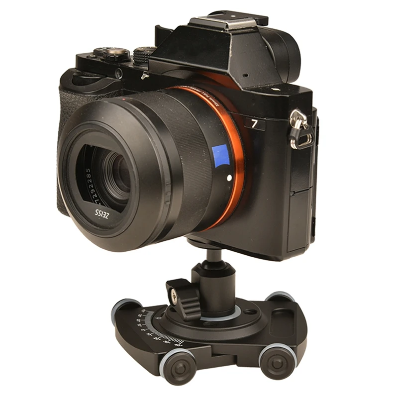 Slider kamera ดอลลี่พร้อมหัวบอลและที่ยึดโทรศัพท์แท่นวางบนโต๊ะ4ล้อตัวเลื่อนแบบแมนนวลพร้อมพาโนรามา360 ° สำหรับ DSLR ใช้งานง่าย