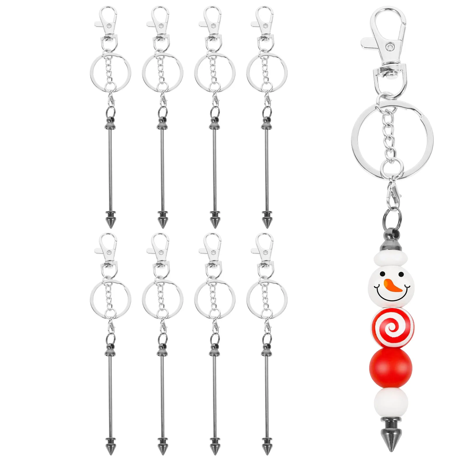 

8pcs Head Pendants White K Accessories Keychain Rings Beadable Bars Reusable Metal Crafting DIY Beaded Portable