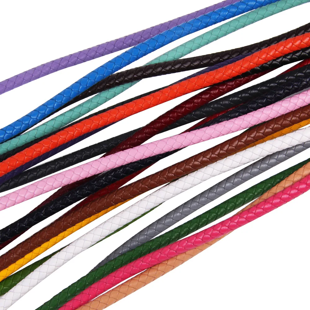 1 Meter 3/4/5/6mm Colorful Braided Genuine Leather Cords Round Leather Cord Rope String for DIY Necklace Bracelet Jewelry Making