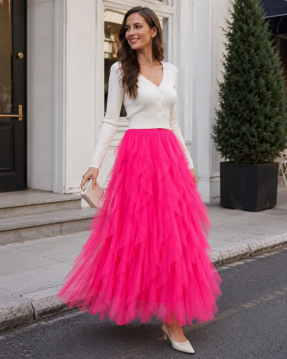 2026 Fairycore Tutu Tulle Long Skirt for Women Summer Korean Aesthetic Cute Irregular Mesh High Waist Maxi Skirt Female Purple