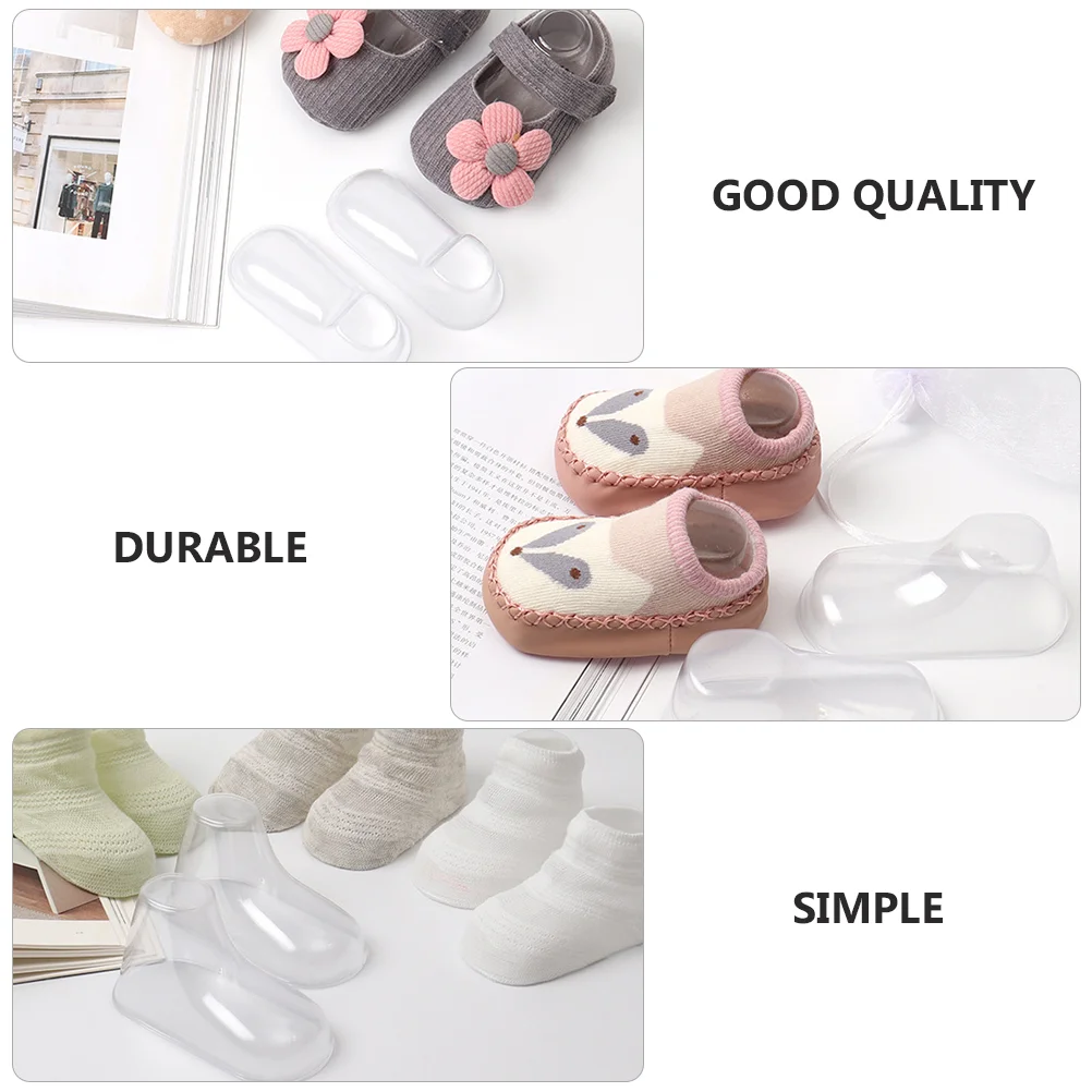 100 Pcs Plastic Foot Mold Shoe Tree Display Case Trees Tool Baby Feet Booties Stands Pvc Toddler Shoes Supports Clear Holder