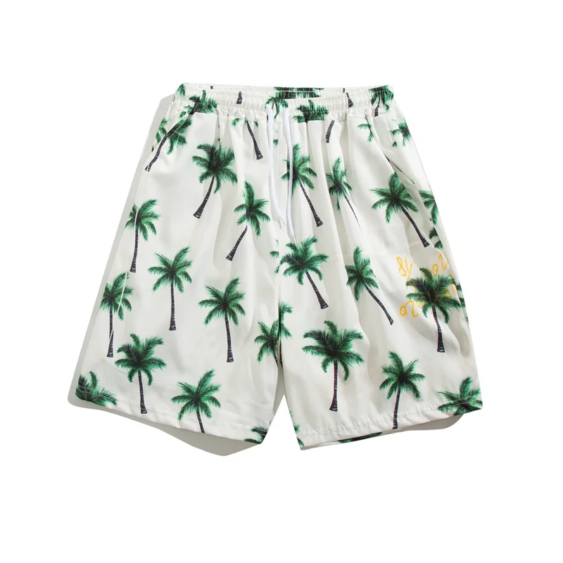 

Men's Printed Beach Shorts Hawaiian Beach Briefs Seaside Vacation Swimming Shorts Large Size Drawstring Loose Casual Swim Pants