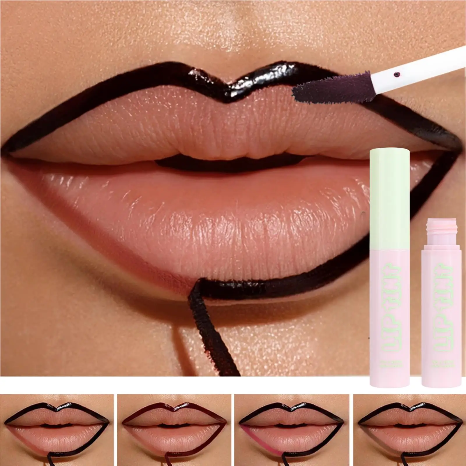 1PC กันน้ําและปราศจากคราบ,Matte,สามมิติ Lip Shape,เม็ดสีสูง,การสร้างฟิล์มอย่างรวดเร็ว,Tear Lip Glaze,Lip Liner