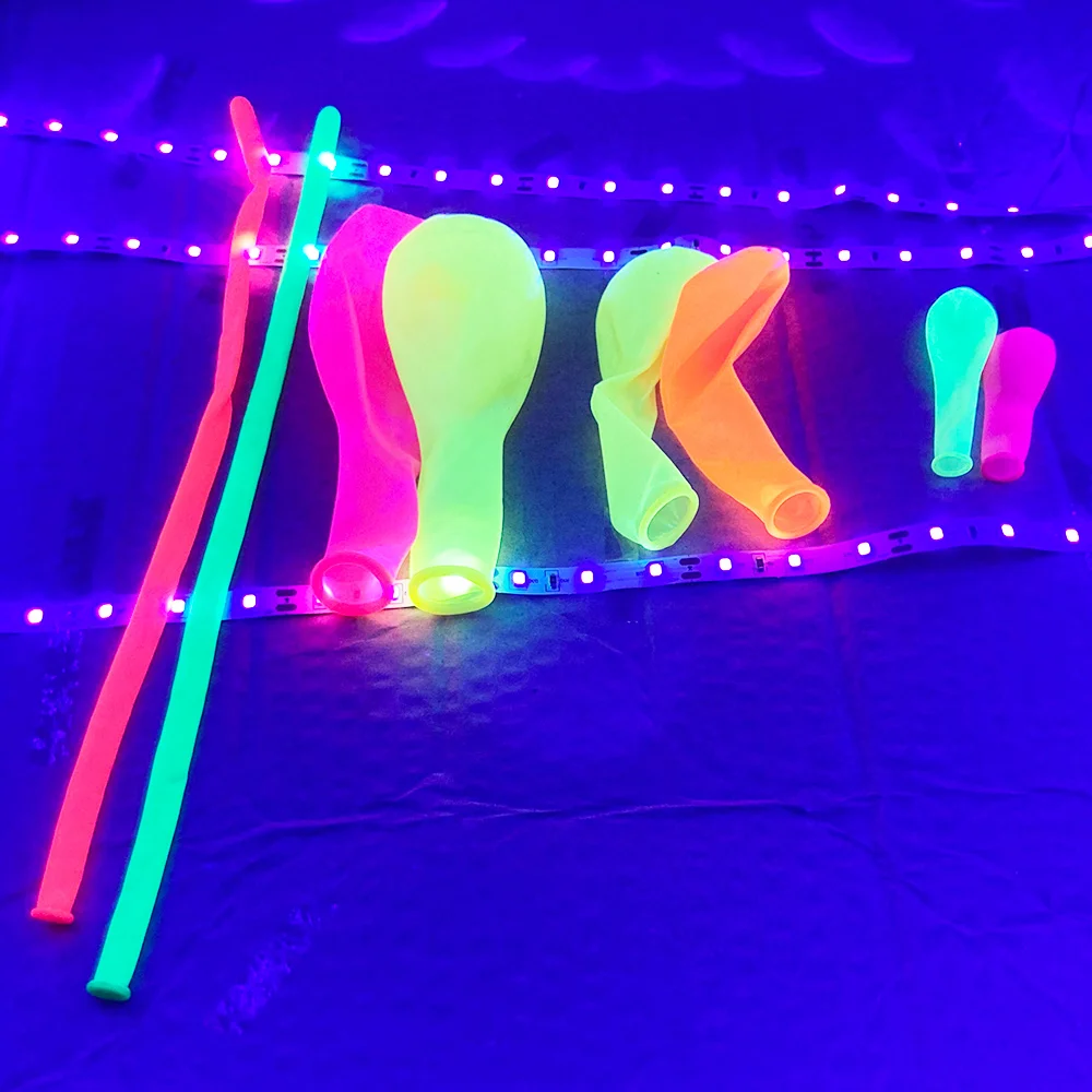 30 Stück UV-Neon-Luftballons, die im Dunkeln leuchten, Dekorationen, Schwarzlicht-Glühen, Partyzubehör, fluoreszierender Latex-Ballon für Geburtstagsdekoration – Detail 3