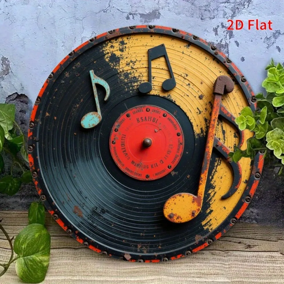 "Vintage Vinyl Record Wreath Iron Sign – Music Notes | Fits Home, Cafe, Easter Party | Music Room Decor & Gift" view 6