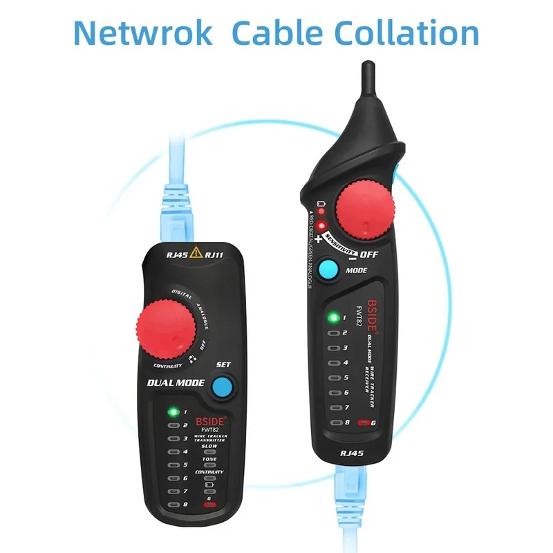 BSIDE cyfrowy tryb FWT82 sieciowy lokalizator przewodów Tester przewodu RJ45 RJ11 telefoniczny Toner Ethernet Tester sieci LAN wykrywacz linii Finder