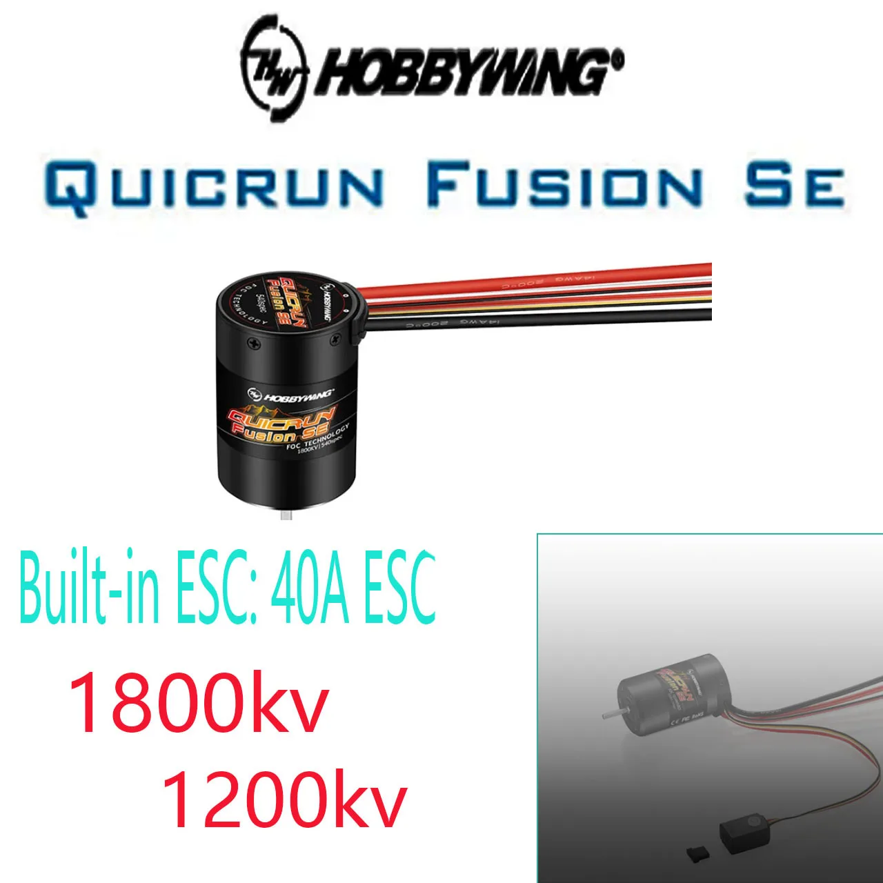 HobbyWing QuicRun Fusion SE Waterproof Brushless Sensory Motor 1200kv 1800kv Built in 40A ESC 2 in 1 for RC 1/10 RC Climbing Car