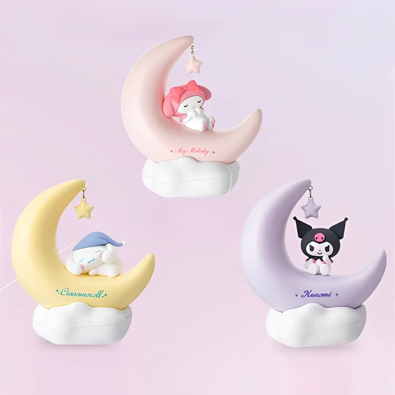 

Japanese Sanrio Kawaii Kuromi Moon Sprout Series Ornament Cartoon Melody Pochacco Bedroom Cute Night Light Children's Gift