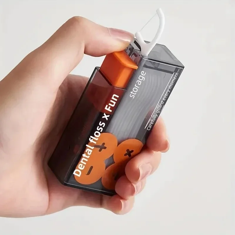 Mini Floss Box with Automatic Pop-up Toothpick Holder Portable Box Flossing Floss Stick Organizer Toothpick Dispenser Holder