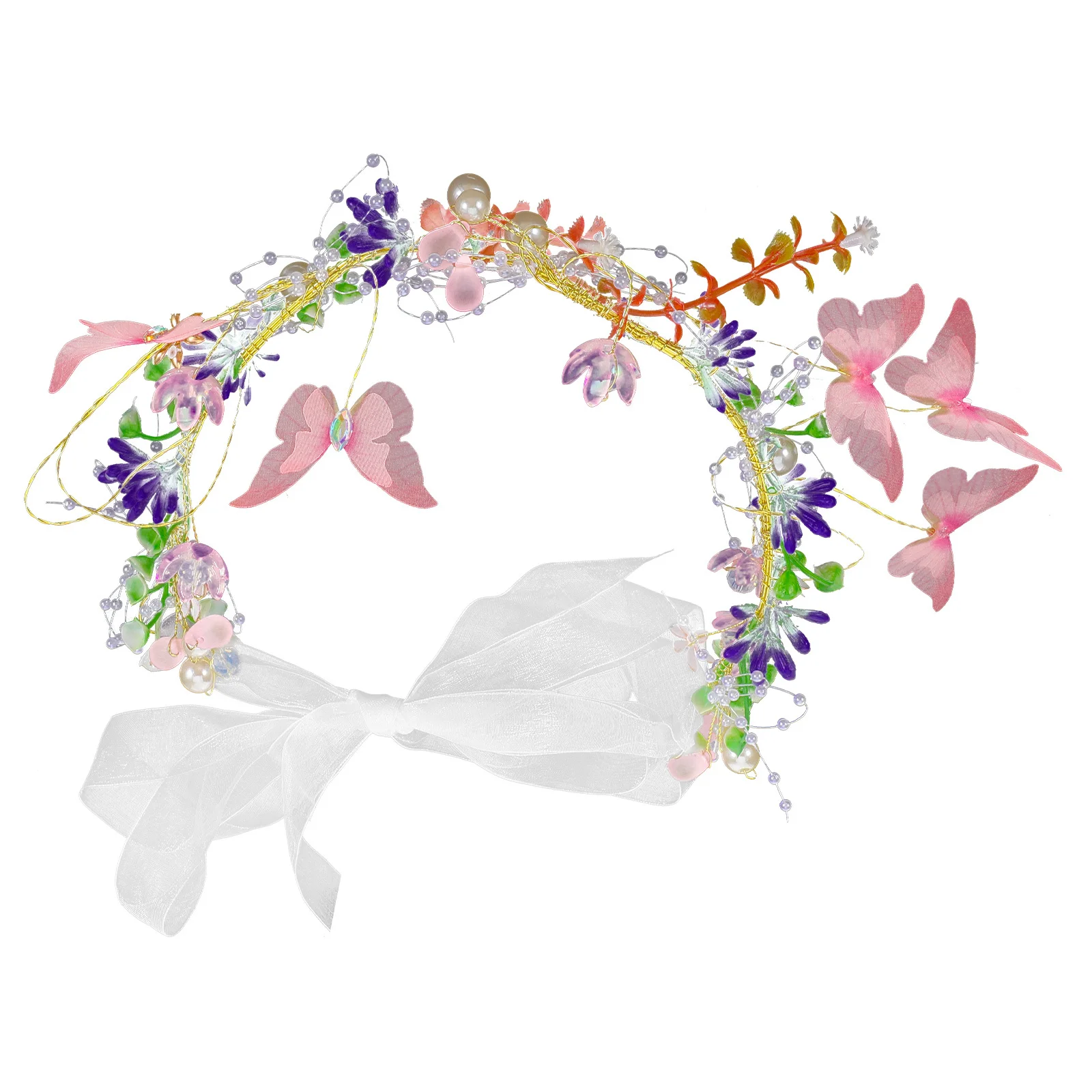 

Butterfly Flower Crown Headband Greenery Boho Festival Wedding Floral Wreath For Women Bride Party Photography Hair