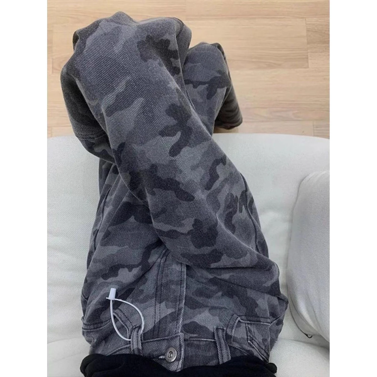 

Большие размеры, американская камуфляжная рабочая одежда, джинсы, женские осенние узкие широкие брюки, грушевидные драпированные брюки длиной до пола