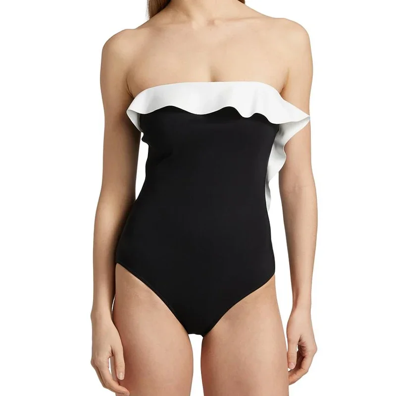 Flaxmaker สีทึบ Push Up ชุดว่ายน้ํา One Piece 2025 ผู้หญิงฤดูร้อนเซ็กซี่ Sarong Plage Elegant Beachwear Biquini