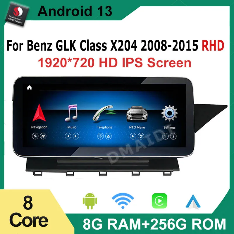 

Navigation Car Video Player For Mercedes GLK Class X204 RHD Qualcomm Android13 Auto Radio Carplay Bluetooth Multimedia Screen 4G