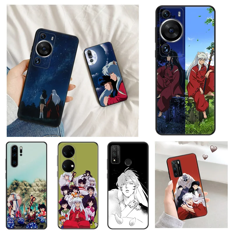 Matte Phone Case for Huawei P20 Pro Smart P40 P30 Moto G30 G31 G200 One Fusion Cartoon Inuyasha Sesshomaru Soft Black Case Funda