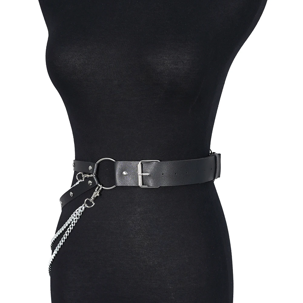 PU レザーチェーンベルト女性のためのファッション女性チェーンハーネスベルトアクセサリーパーティーデート用