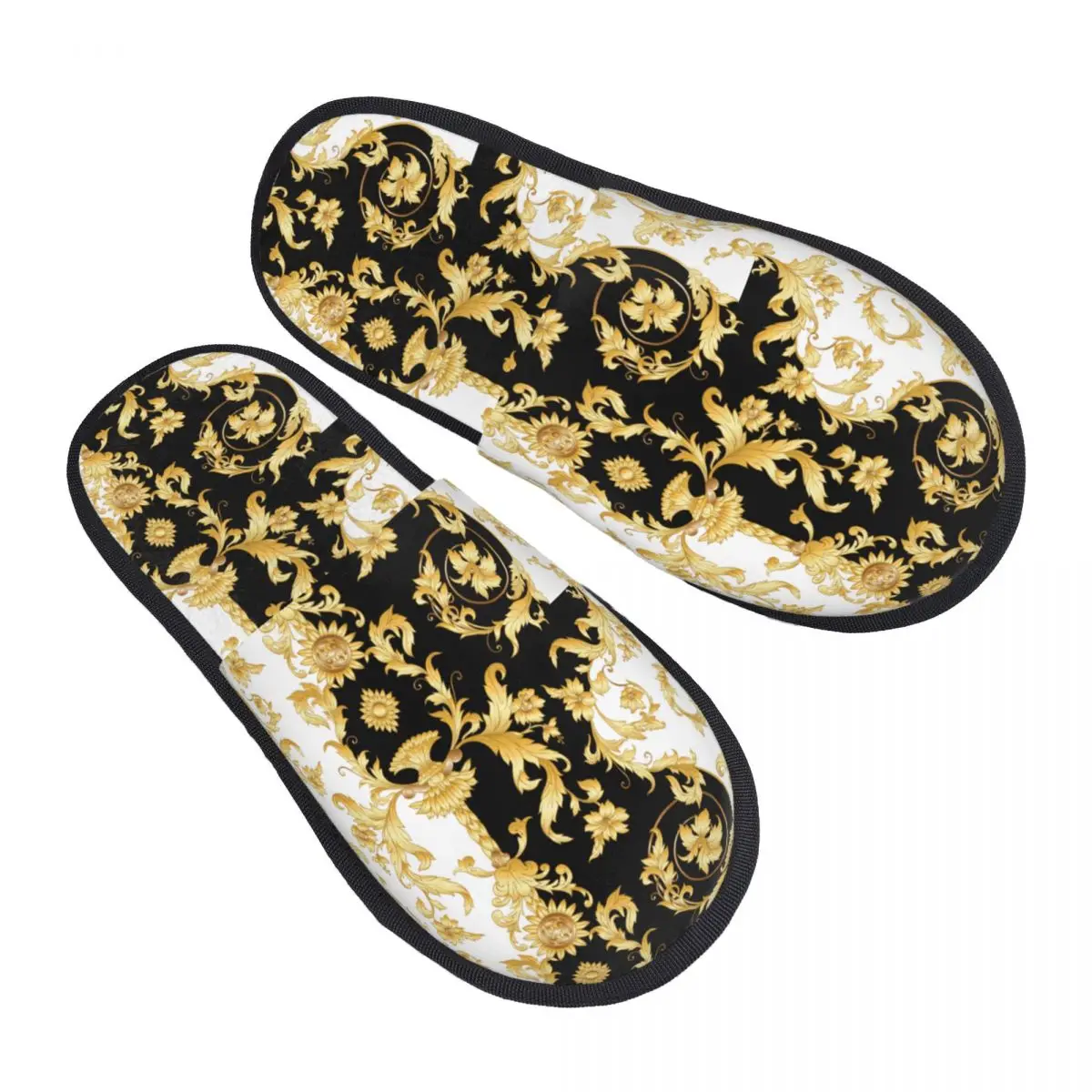 

Женские домашние тапочки с европейским цветочным принтом на заказ, мягкие теплые пушистые тапочки из пены с эффектом памяти в стиле барокко, домашняя уличная обувь