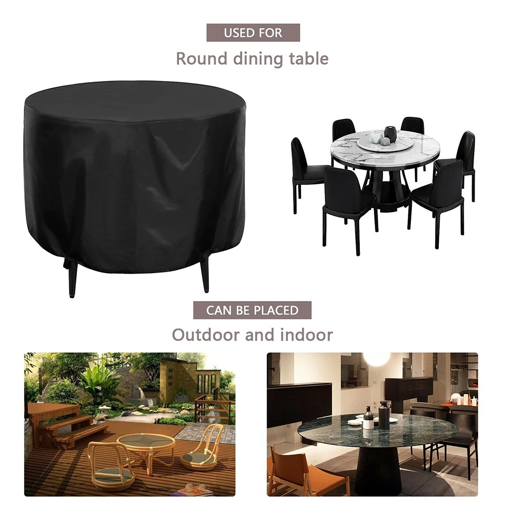 Garden Furniture Cover Waterproof Outdoor Round Table Cover Sunscreen Rainproof Protective Cover Dustproof 210D Oxford Cloth