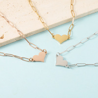 304 Stainless Steel Peach Heart Necklace Not Fade Gold Color Women Jewelry 45cm