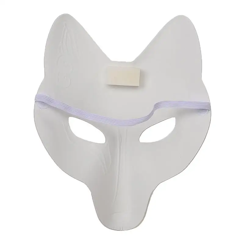 DIY Unpainted Mask White Blank Face Mask Halloween Masquerade Fox Mask Cosplay Blank Mask for Dancing Party Halloween Masquerade