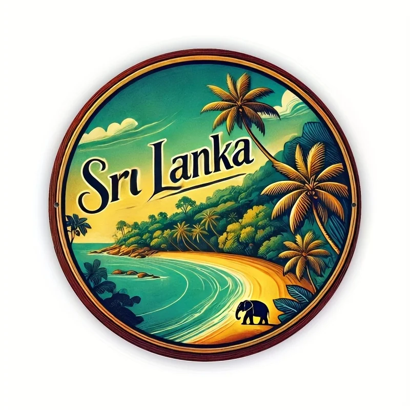 1pc Vintage Aluminum Wall Art Sign, SRI LANKA - Ideal for Restaurants, Cafes, Bakeries, Fast Food, Convenience Stores - Perfect