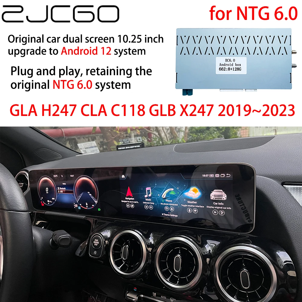 

ZJCGO Original Dual 10.25 Inch Screen Upgrade Android 12 System Interface NTG 6.0 for Mercedes Benz GLA H247 CLA C118 GLB X247