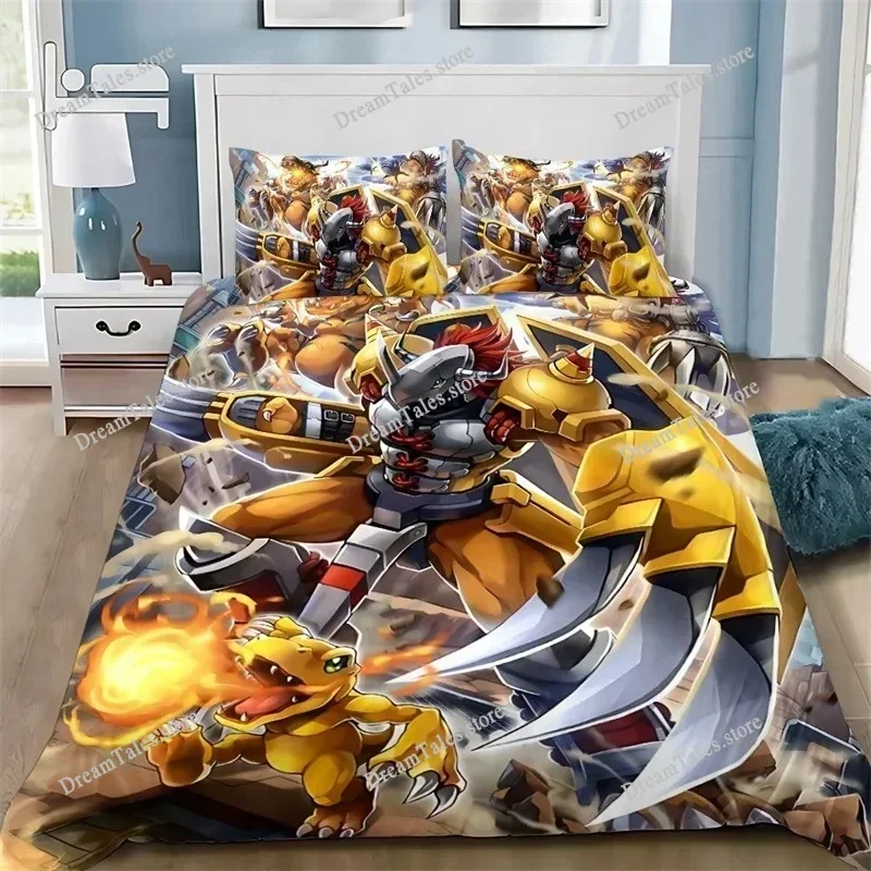 Cartoon Cover Pillowcase Bedding Set D-DigimonS Greymons Adult Boy Girl Bedroom Decoration Children Single Double Large Size0299