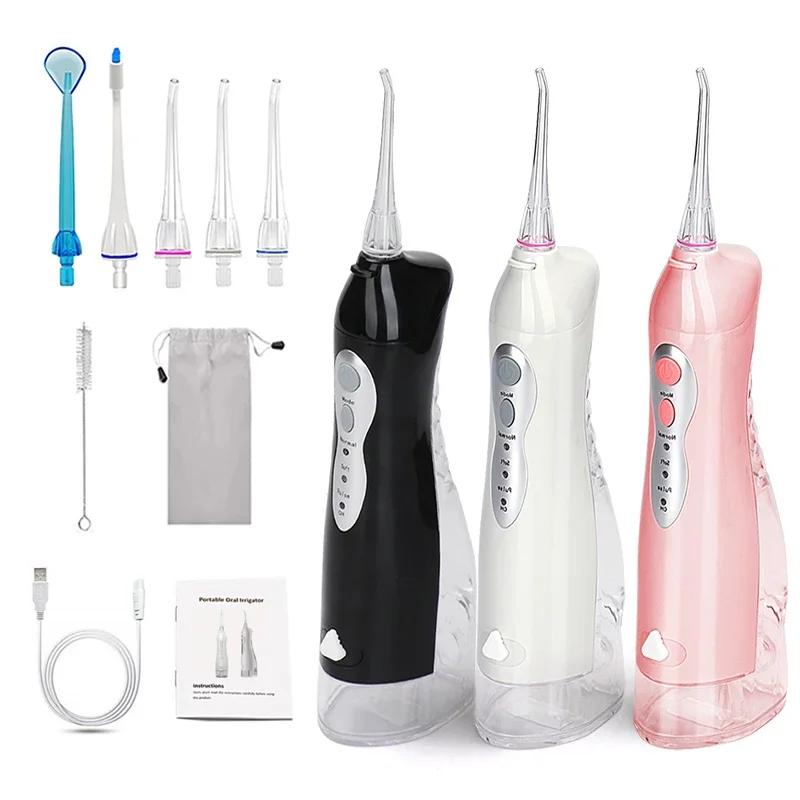 

Portable USB Rechargeable Dental Water Flosser with 260ml Capacity +5 Nozzles