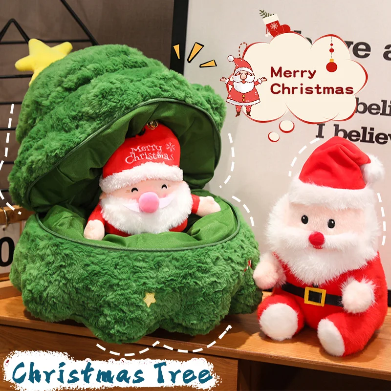 TreasuringU Christmas Plush Toys Kawaii Christmas Santa Claus Elk Soft Pillow Plushie Dolls Xmas Tree House Decoration