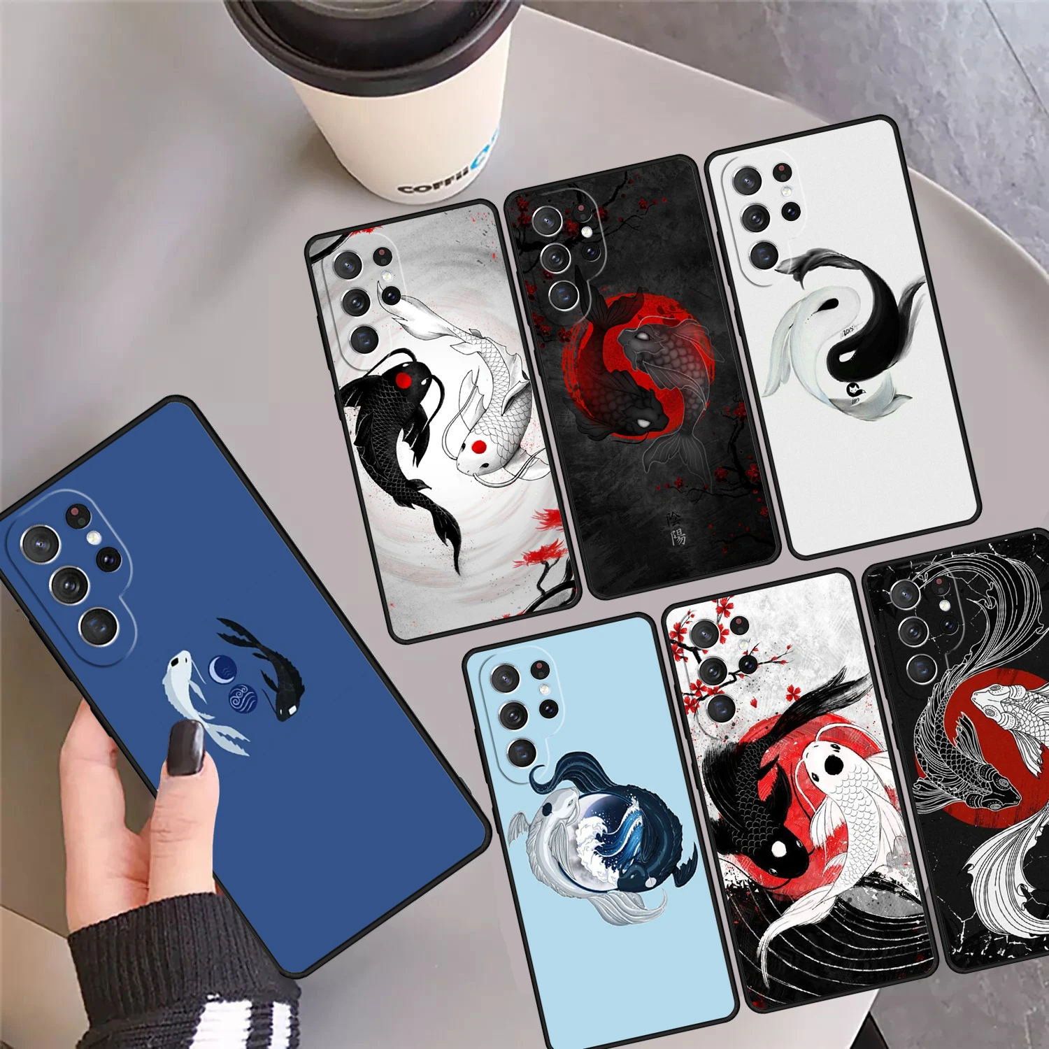 

Koi Fish Yin Yang Art Phone Case Cover Coque For Samsung Galaxy S24 S25 Ultra S23 S22 Plus S21 FE S20 Note 10 20 Pro