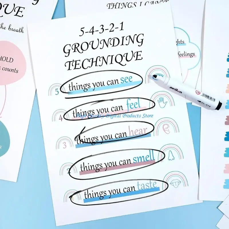 u2je 12シート落ち着くコーナーポスターインスピレーションメンタルヘルスポスターウォールフィーリーズチャートオフィス教室10x14inch