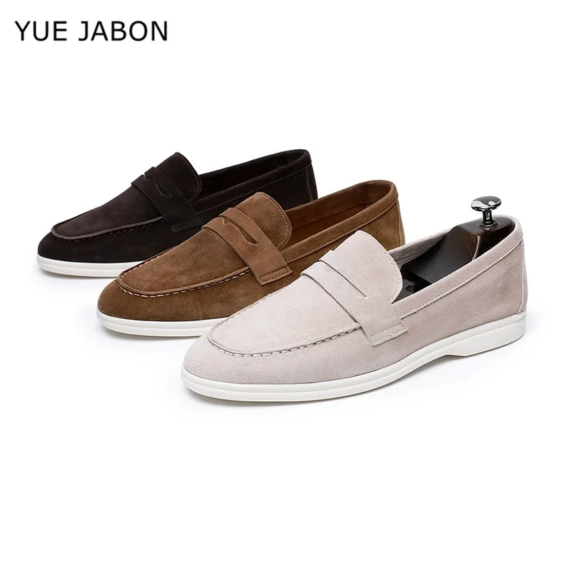 

Роскошные мужские замшевые лоферы из коровьей кожи, повседневная обувь без шнуровки для вождения, удобная мужская обувь на плоской подошве из натуральной кожи, дышащая мужская прогулочная обувь