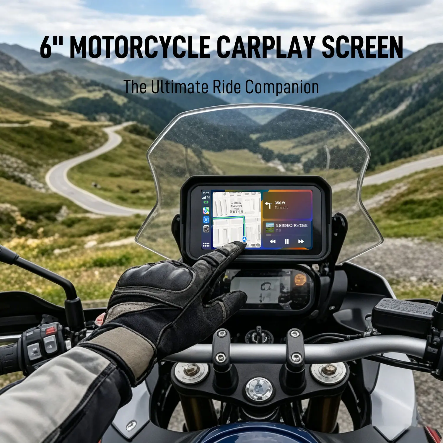 WEUASTE New Motorcycle GPS Navigation (Android & CarPlay) with Free TPMS For BMW R1200GS R1250GS S1000XR R1300GS