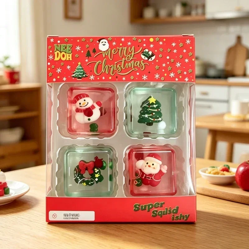2026 New Schylling NeeDoh Mini 4 Pack Nice Cube Squishy Squeeze Fidget Toy Portable Sensory Stress Relief Desk Toy